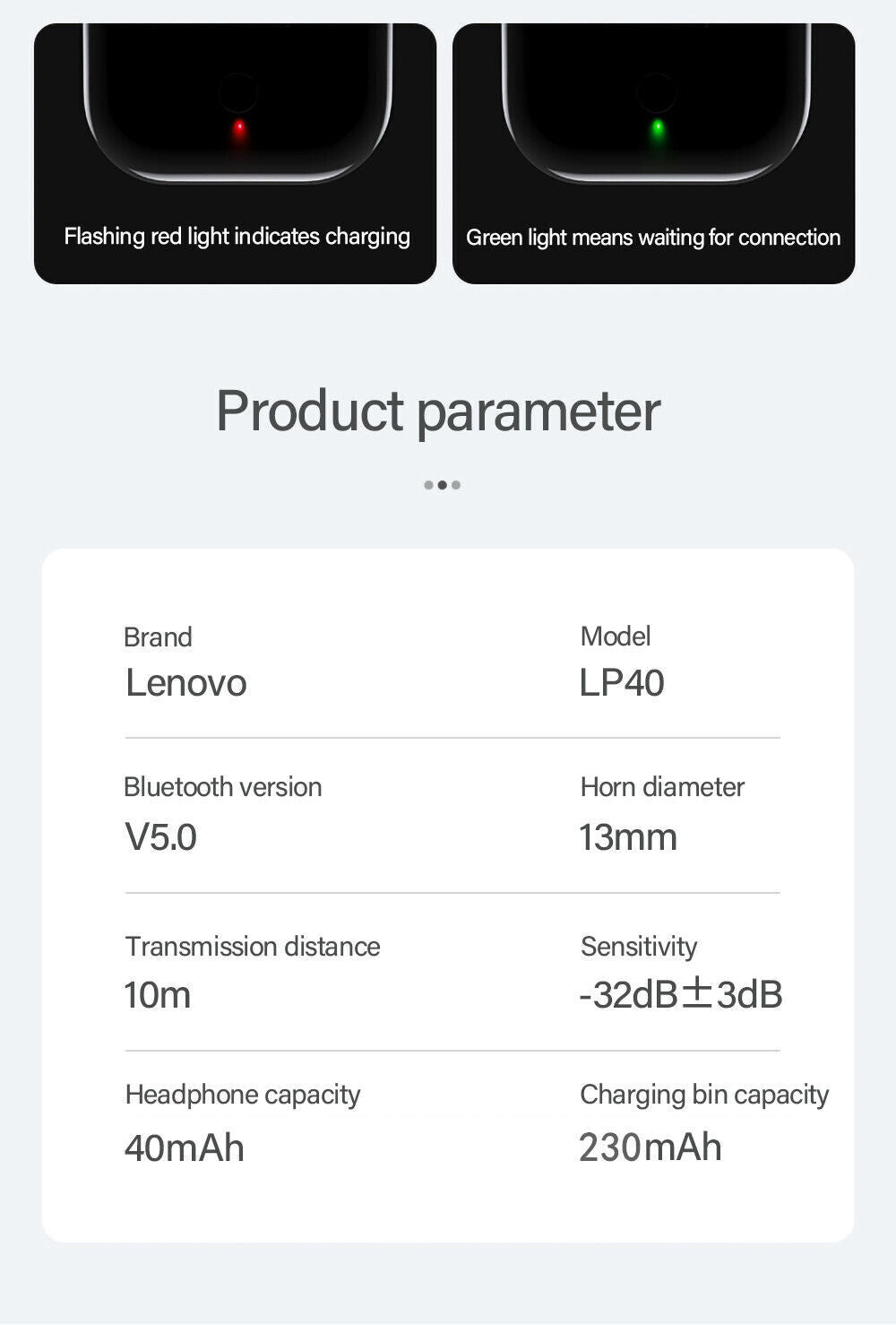 Lenovo LP40 TWS Bluetooth 5.0 Earphones