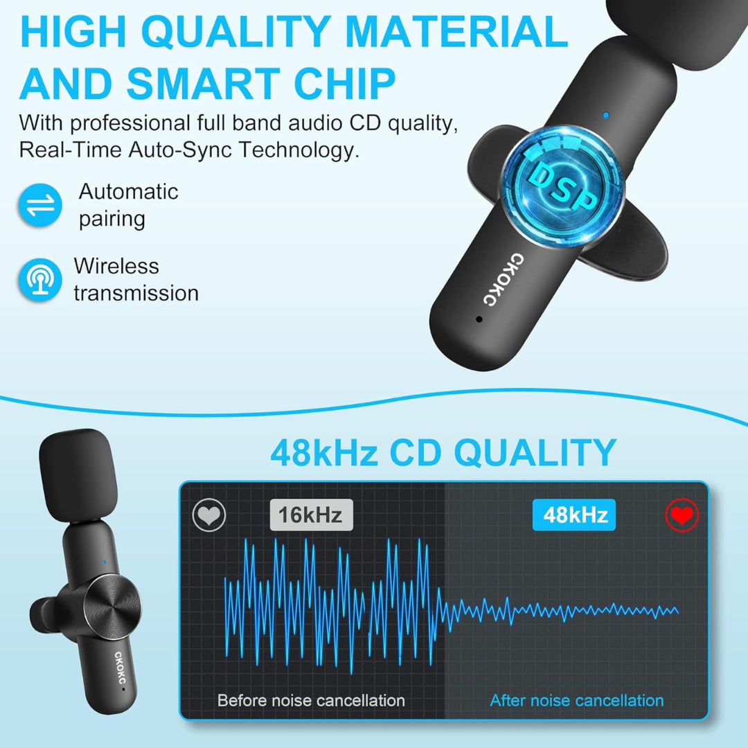 CKOKC Dual Wireless Lavalier Microphone 
