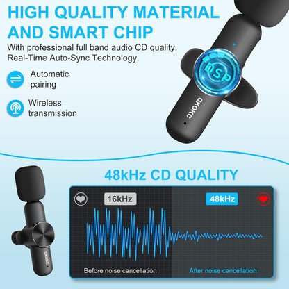 CKOKC Dual Wireless Lavalier Microphone 