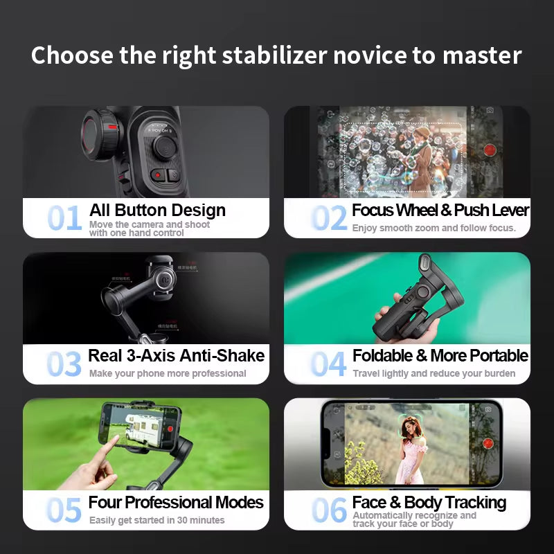 AOCHUAN 3-Axis Handheld Gimbal Stabilizer With Fill Light 