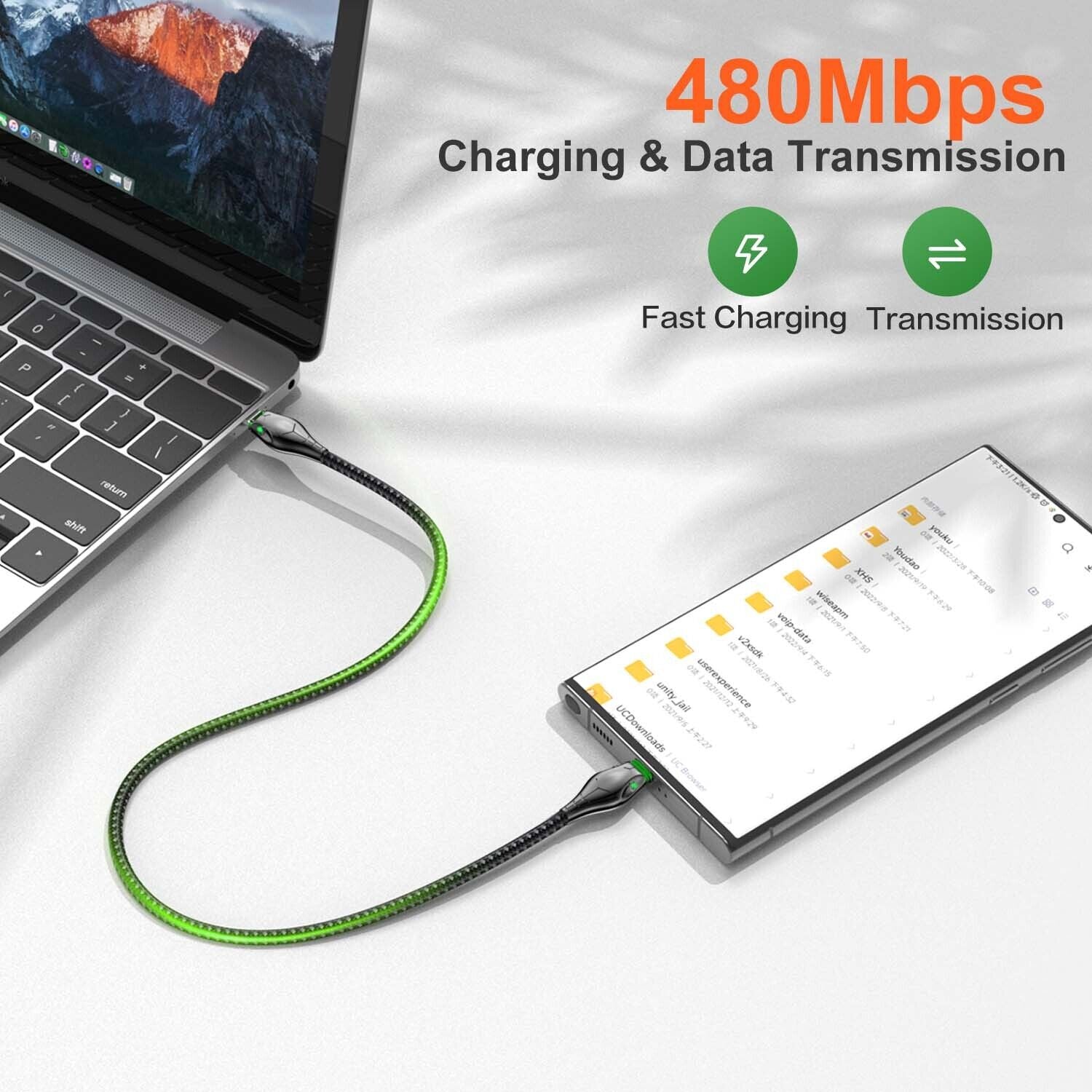 PD60W TYPE-C LED Data Carging Cable