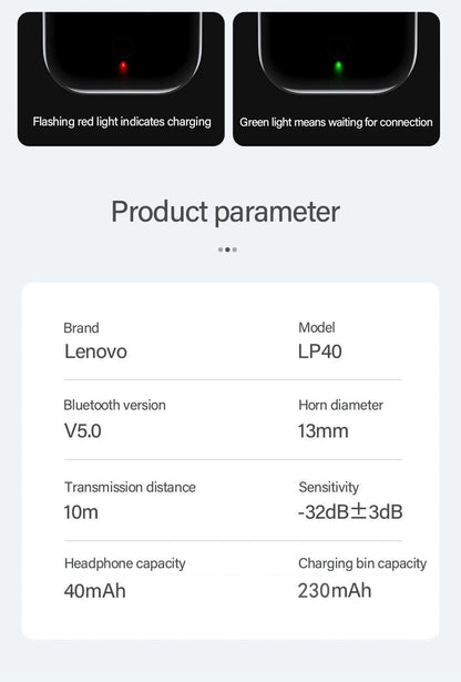 Lenovo LP40 TWS Bluetooth 5.0 Earphones