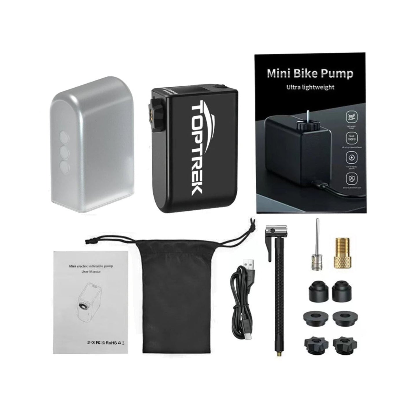 TOPTREK Portable Mini Electric Air Pump 100Psi